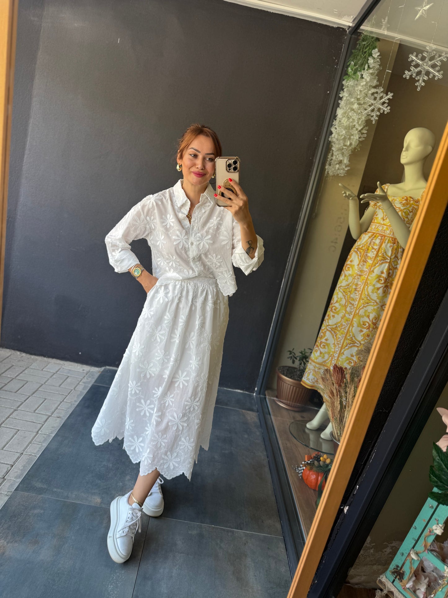 Marina Beyaz Etek & Gömlek Takım