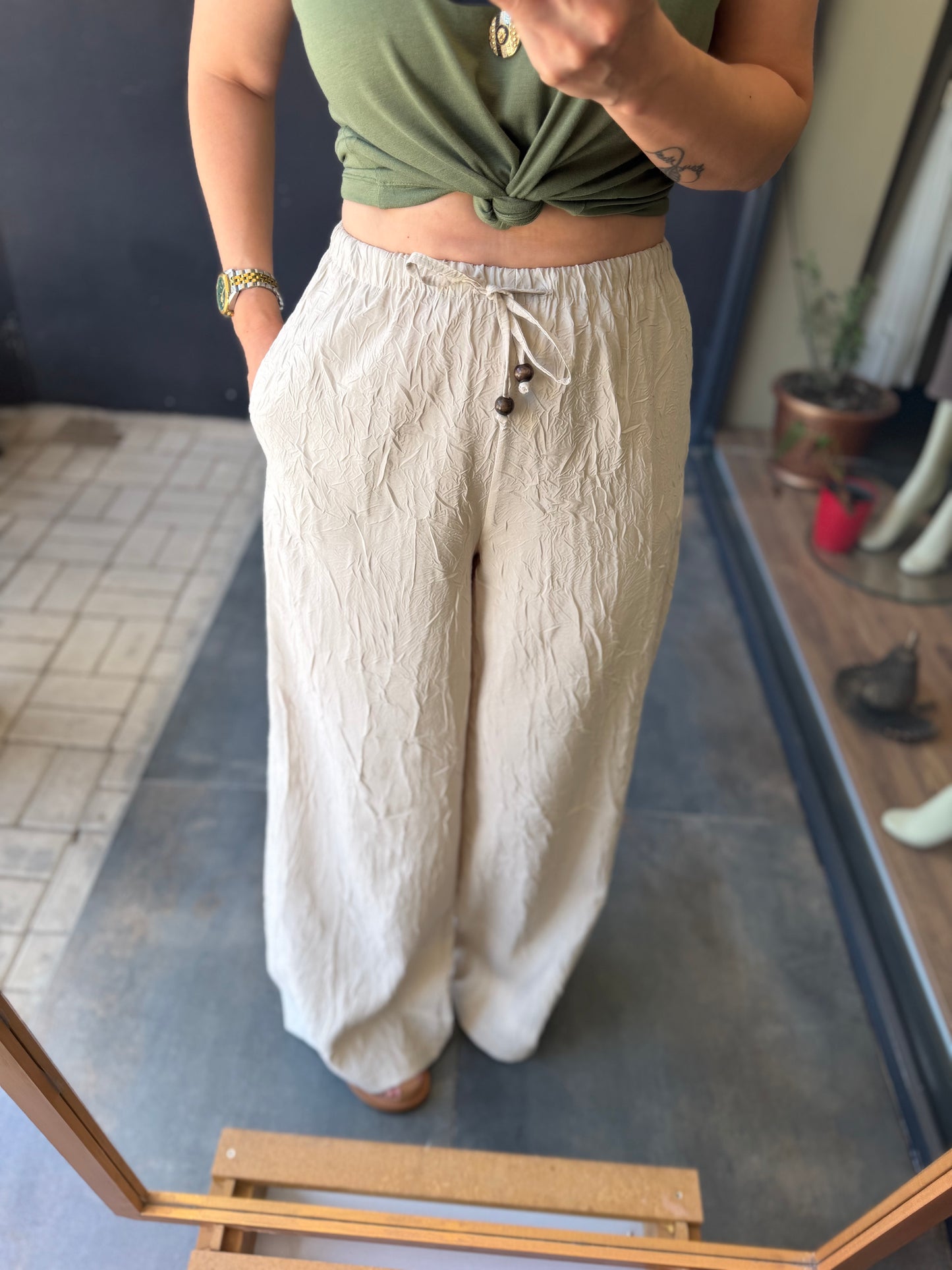 Gri Palazzo Pantolon & T-shirt Kombin