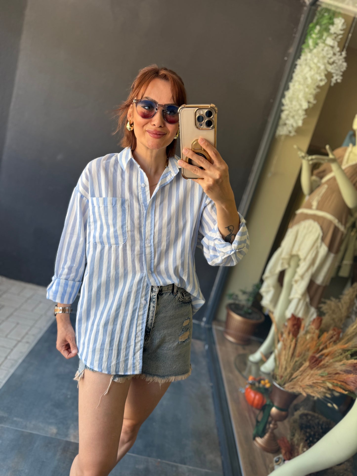 Bısou Mavi Çizgili 2 Gömlek