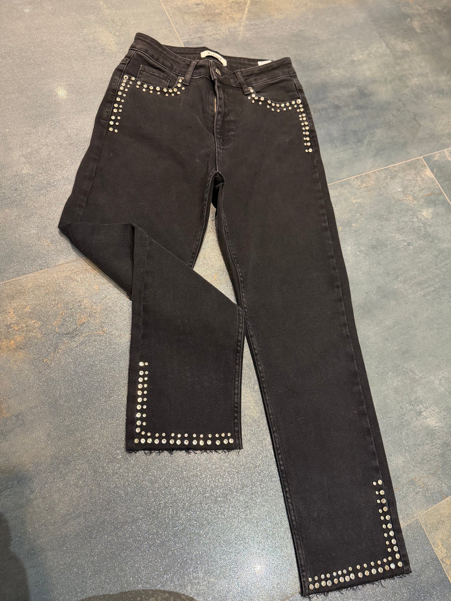 Xlove Siyah Çift Taş İşleme Jean