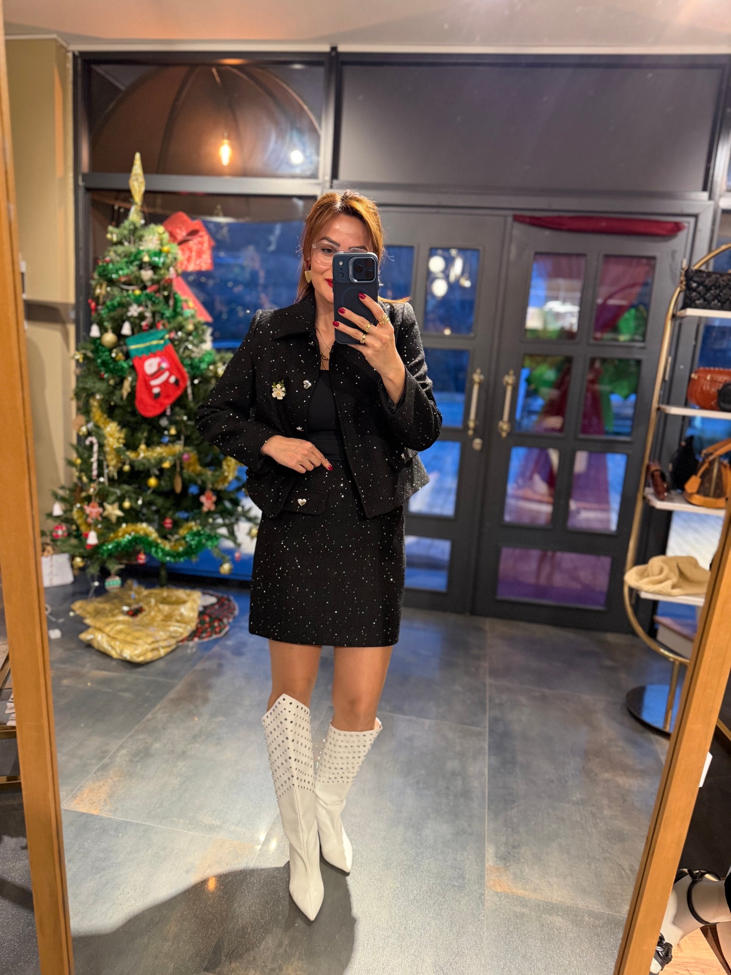 Ahel Siyah Tuvid Etek & Ceket Takım