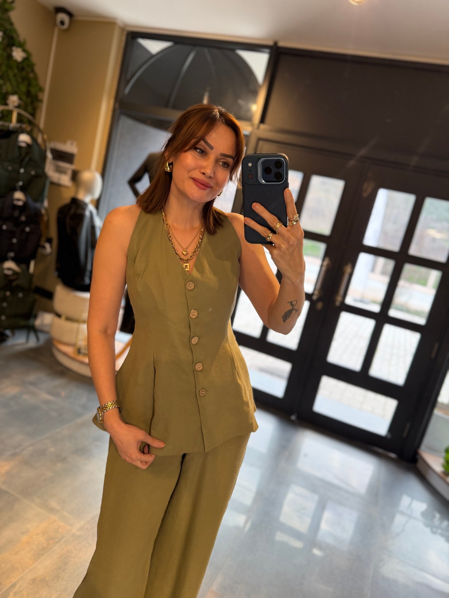 Newstar 6 Haki Tensel Yelek & Pantolon Takım