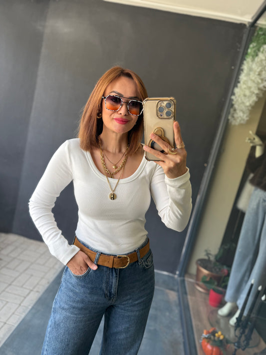 Hayko Beyaz Basic Bluz