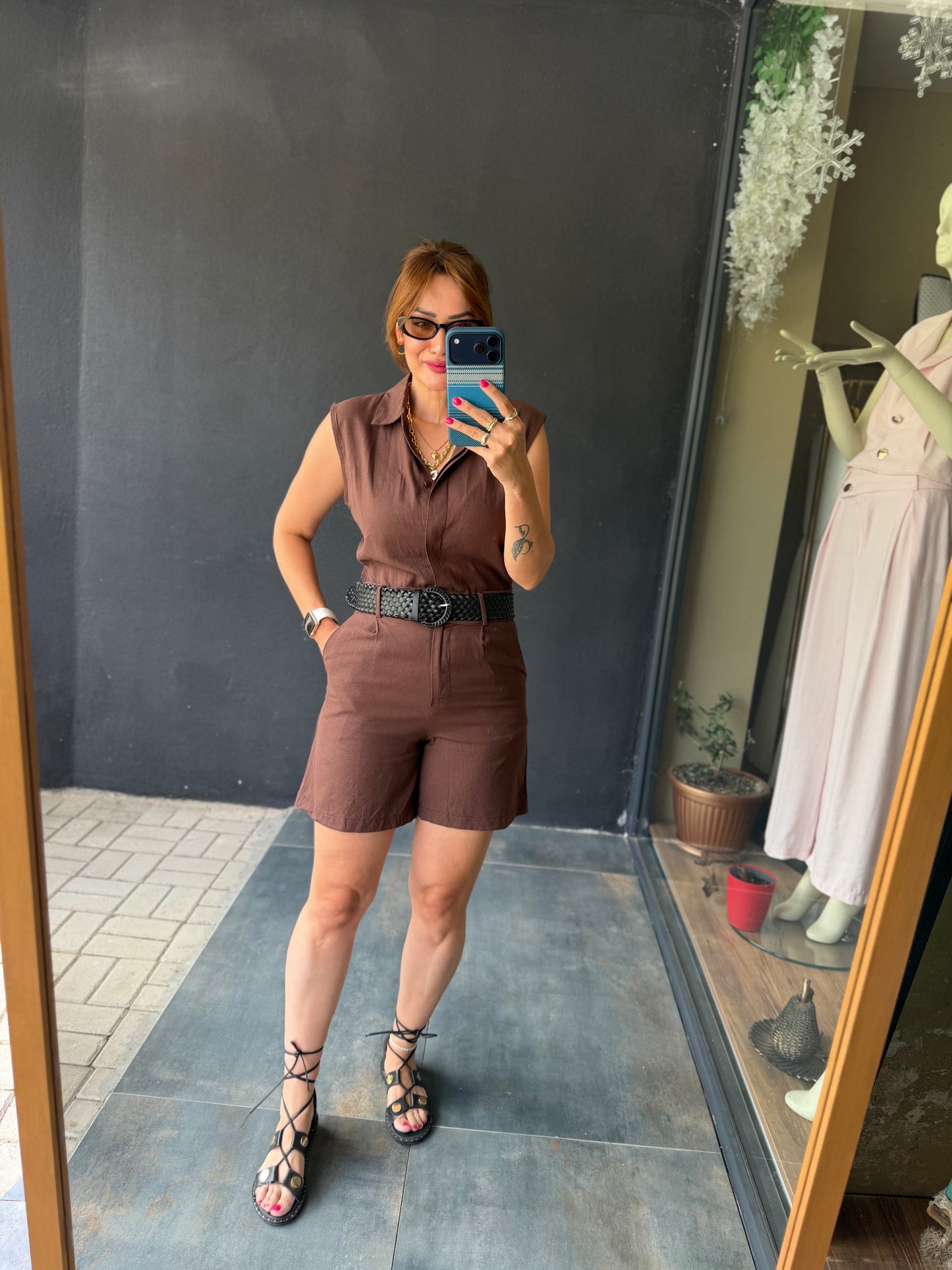 Kahve Keten Blush Tulum
