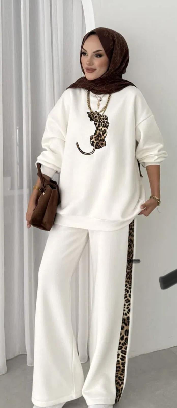 Ladima Beyaz Şardonlu Eşofman Takımı