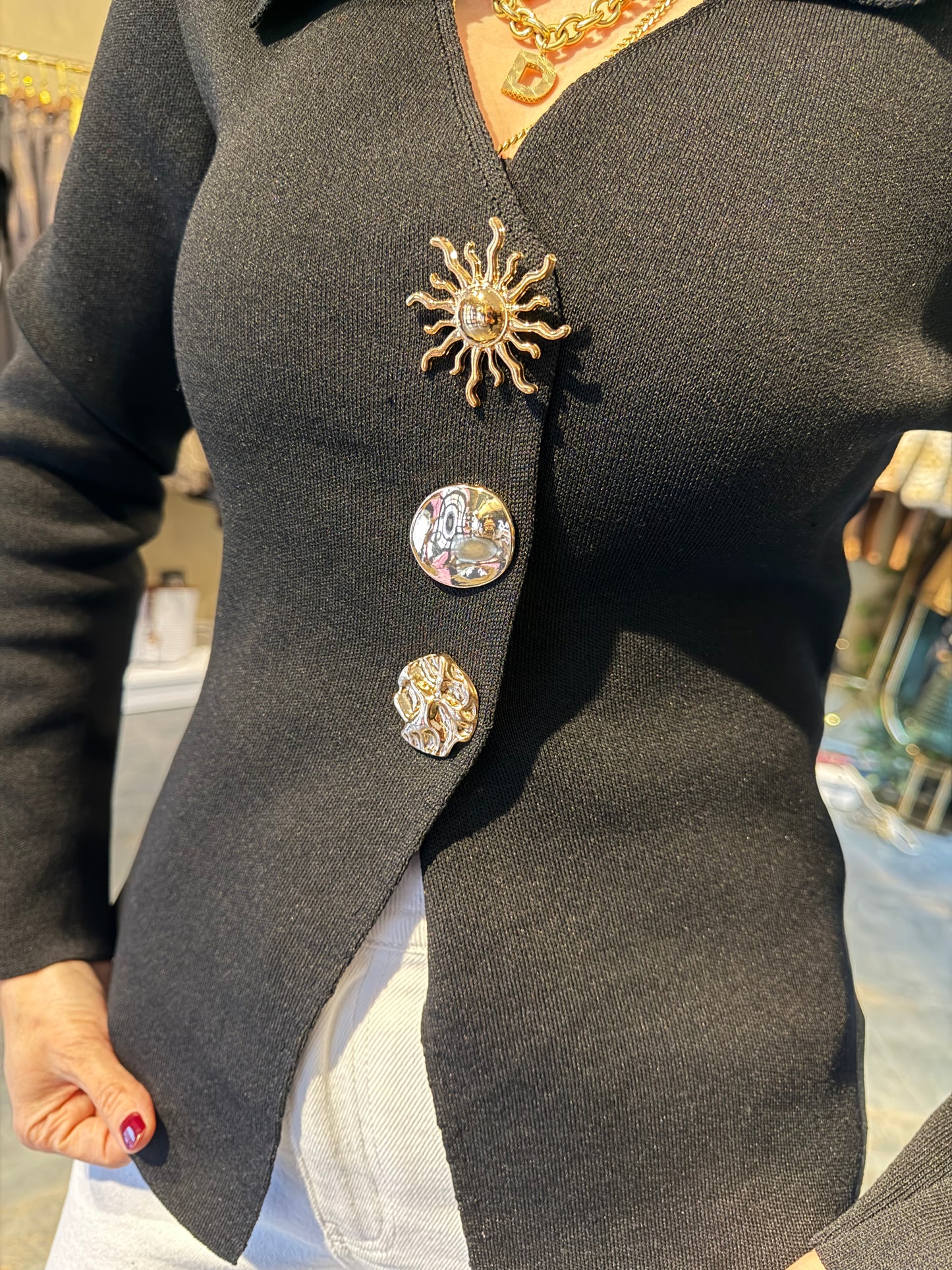 Given Siyah Çelik Örme Bluz