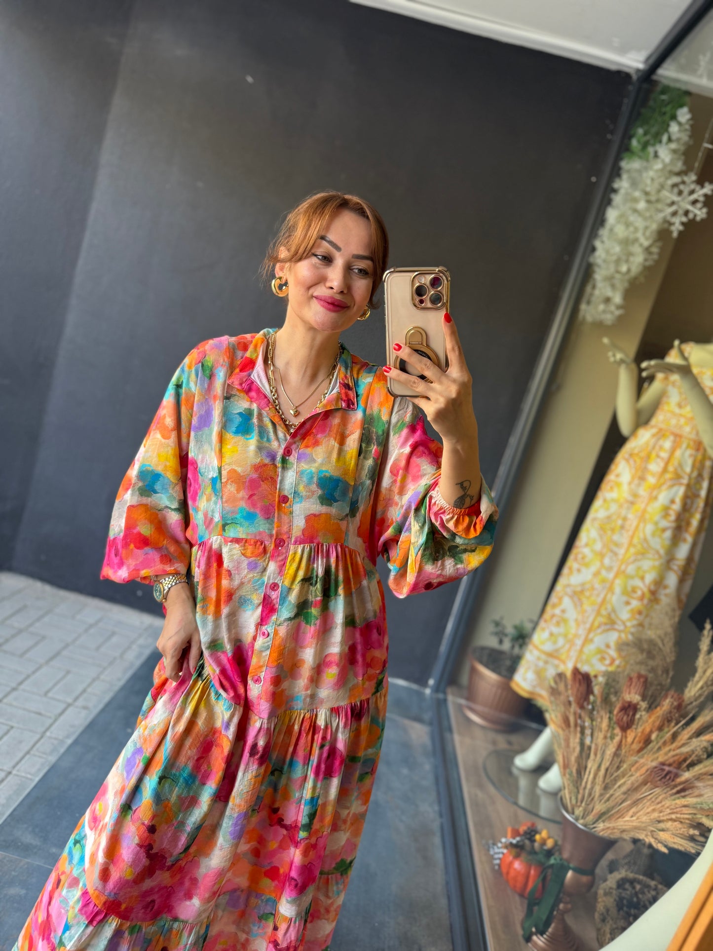 Naryn Renkli Tensel Elbise