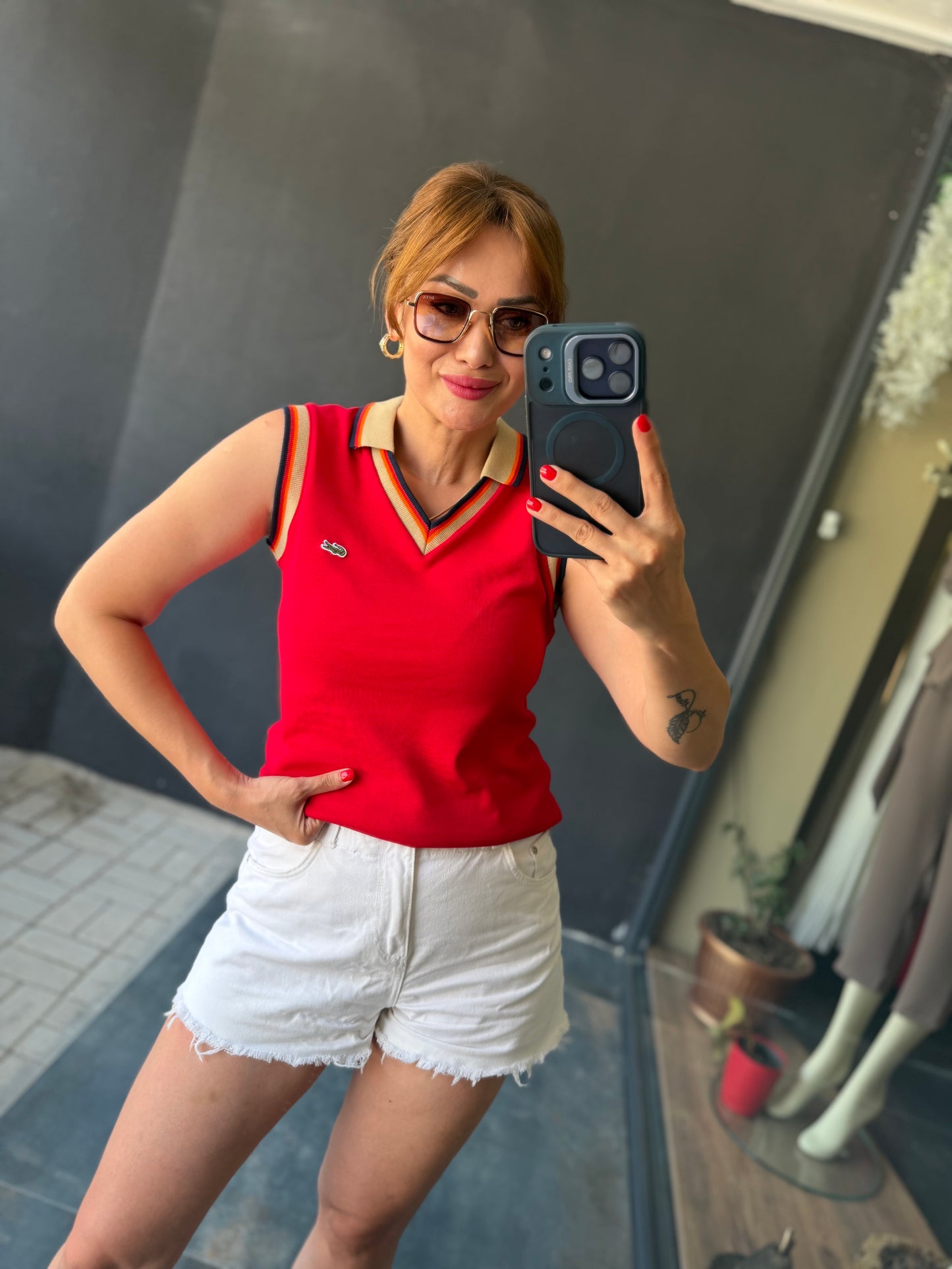 Yakalı Penye Kırmızı T-Shirt