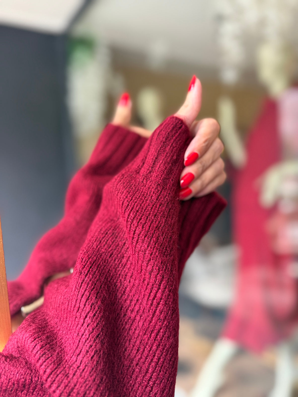 Beky Bordo Kolları Düğme Detaylı Triko