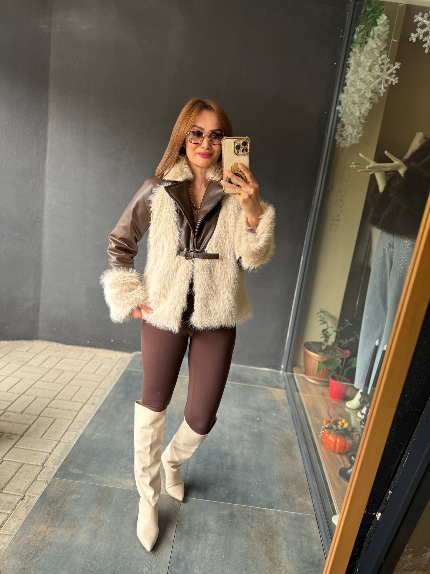 Deer Kahve Deri & Kürk Ceket