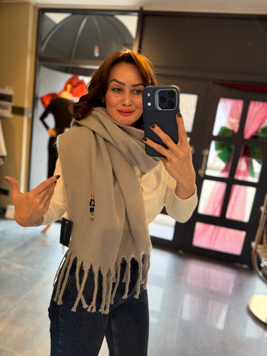 Gustor Açık Gri Peluş Atkı