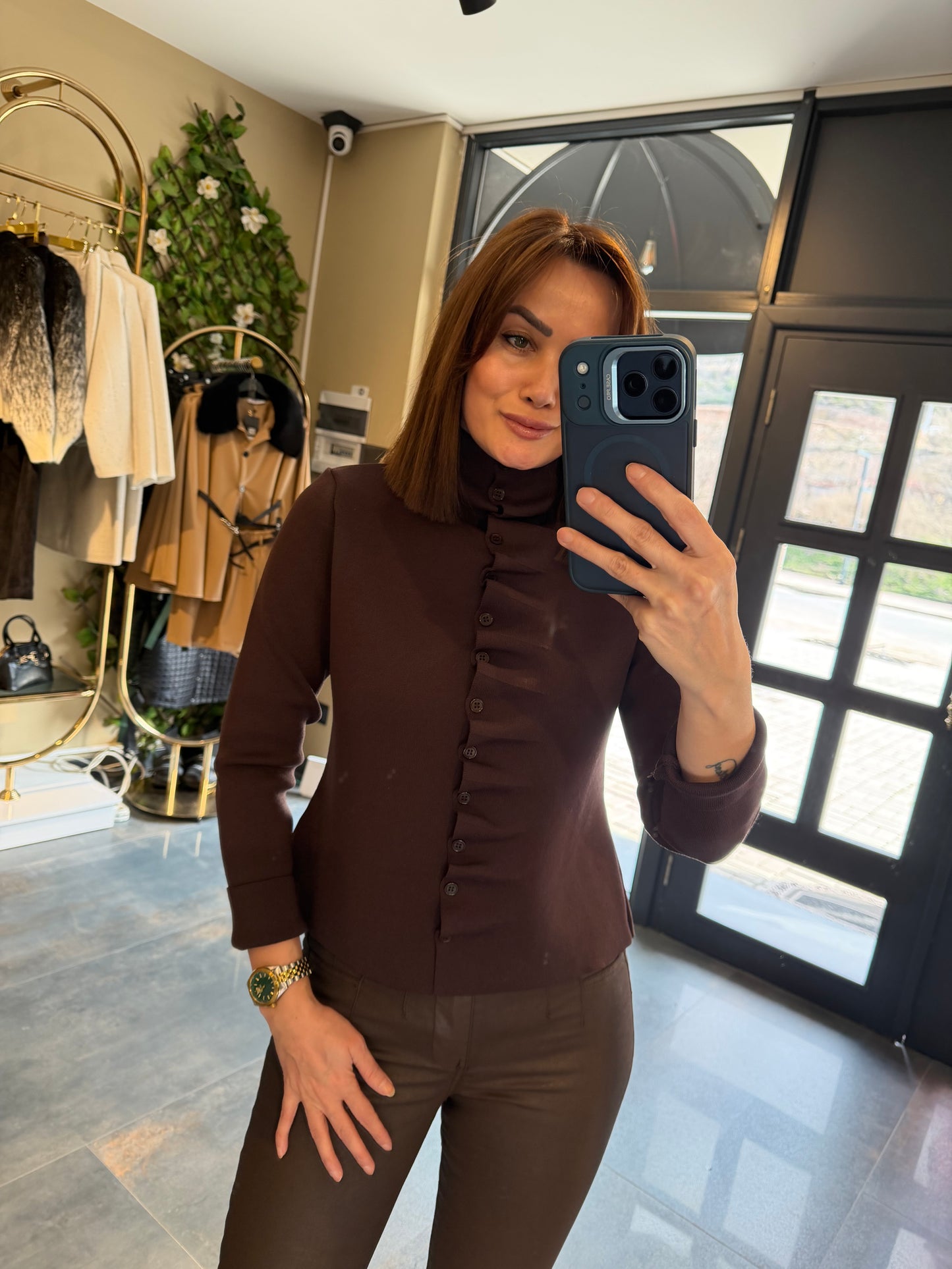 Vestido Elit Triko Kahve Bluz