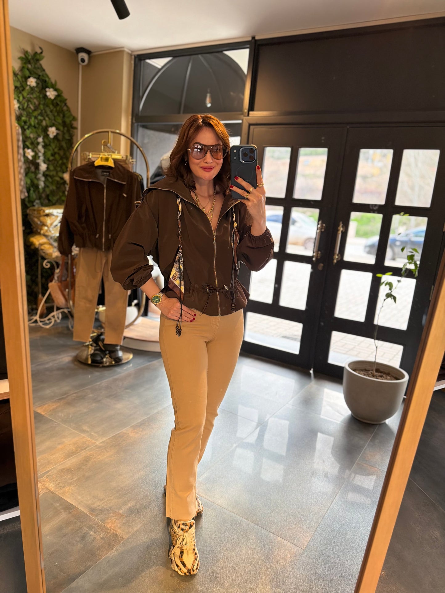 Krista Kahve Büzgülü Ceket