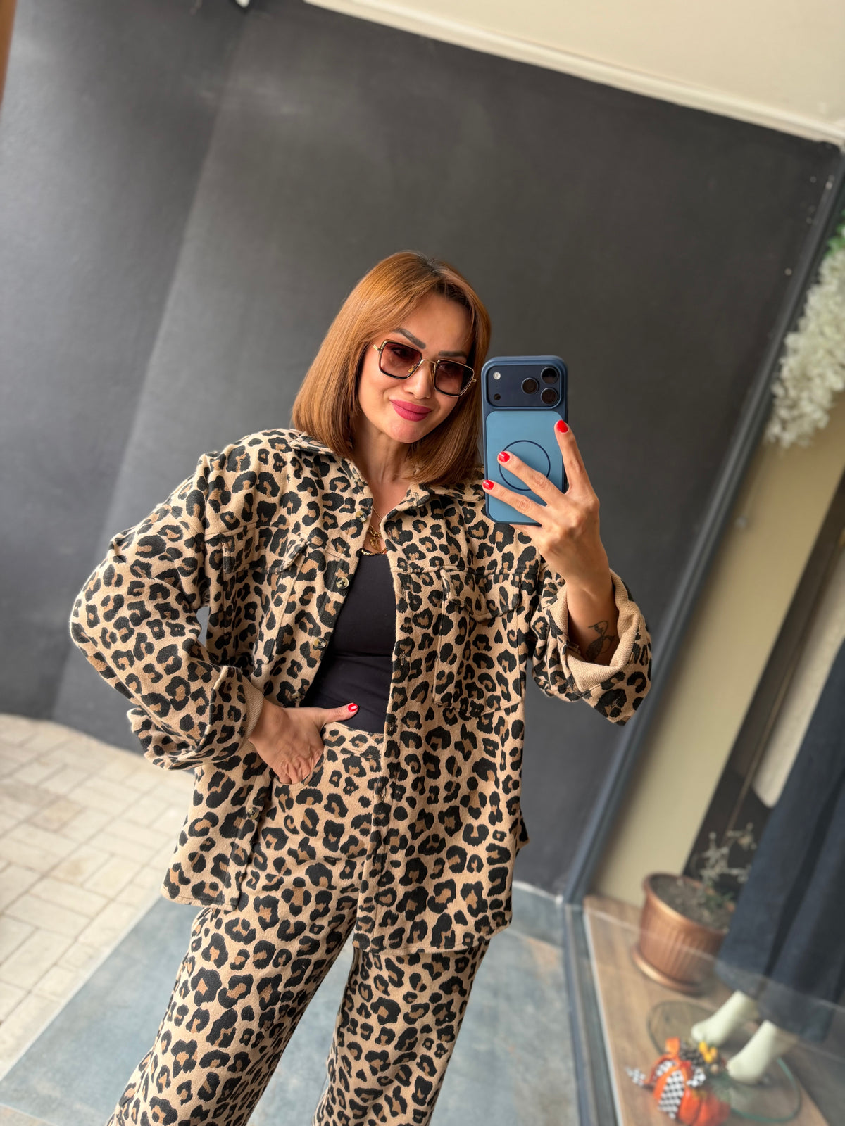 Savrienne Premium Kaşmir Leopar Takım