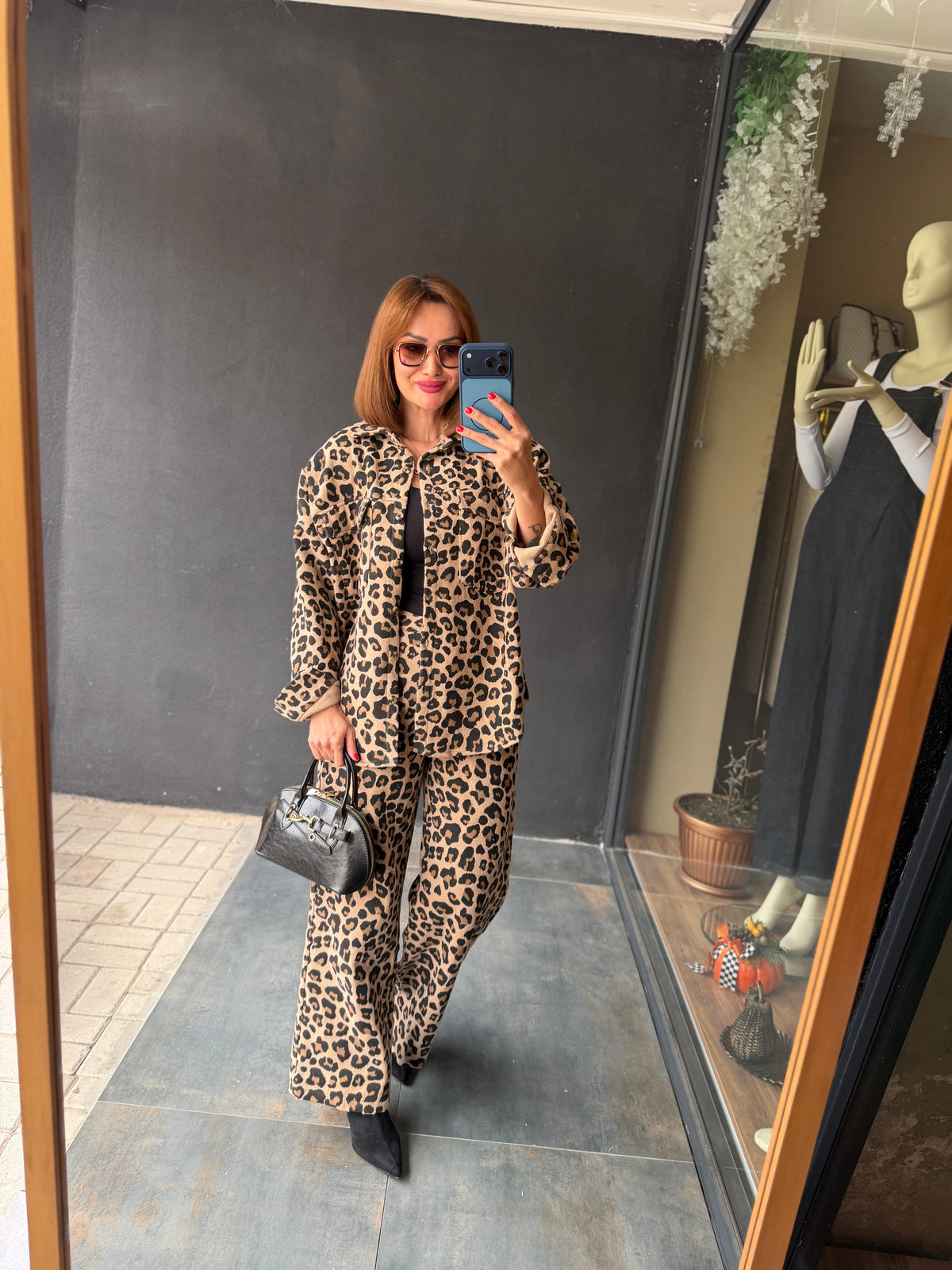 Savrienne Premium Kaşmir Leopar Takım